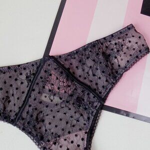 nwt victorias secret dream angels tanga sexy mesh lace luxe embroidered
